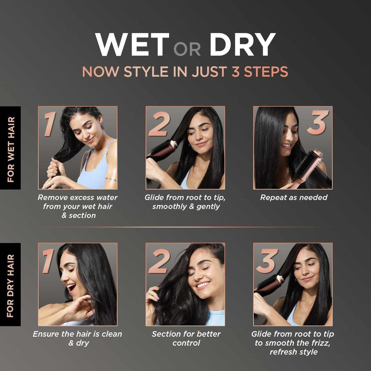 WET-TO-DRY AIR SMOOTHENING BRUSH