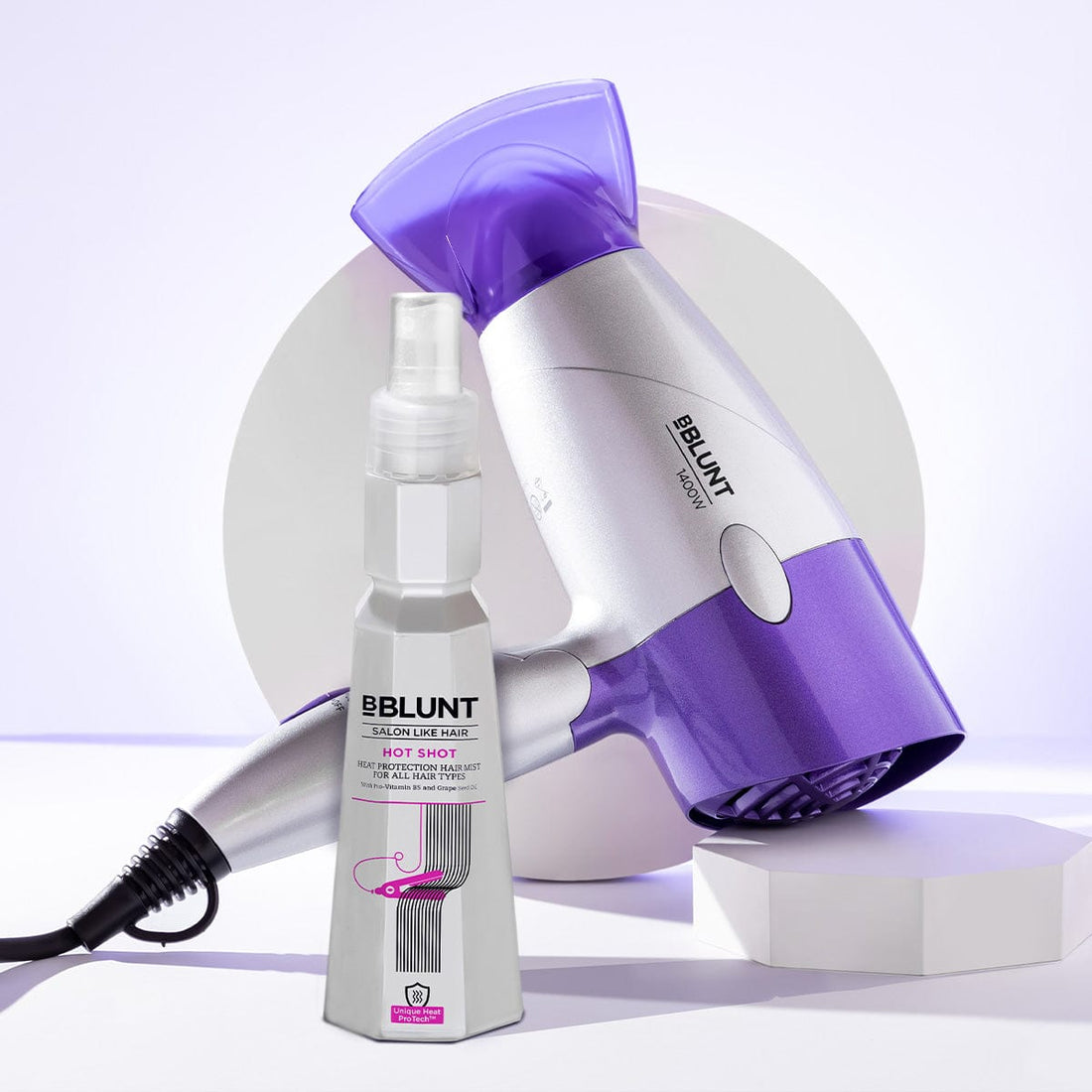 BBLUNT Blow Dry Combo (BBLUNT 1400W Hair Dryer + Hot Shot Heat Protect