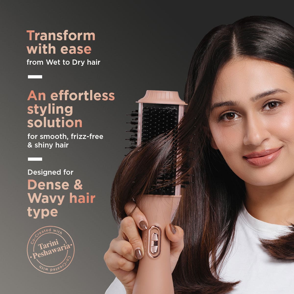 WET-TO-DRY AIR SMOOTHENING BRUSH - 1000W (FOR DENSE, THICK & WAVY HAIR)