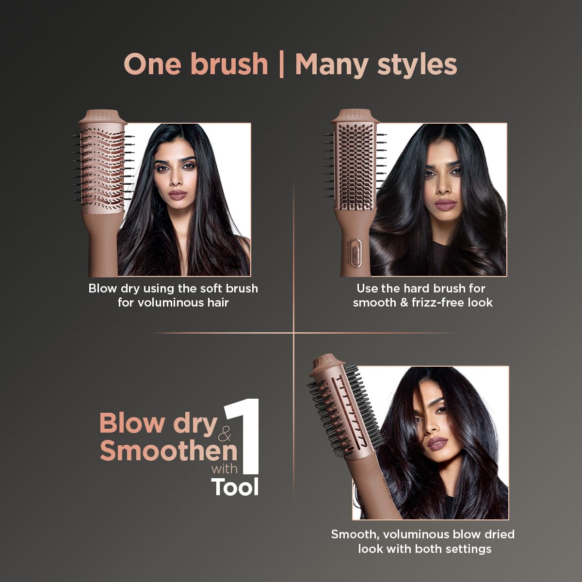 WET-TO-DRY AIR SMOOTHENING BRUSH - 850W (FOR FINE TO MEDIUM HAIR)